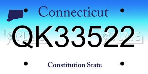 QK33522 Connecticut License Plate