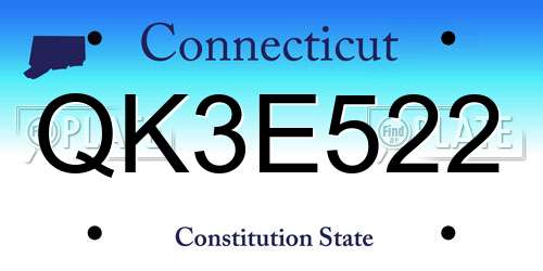 QK3E522 Connecticut License Plate