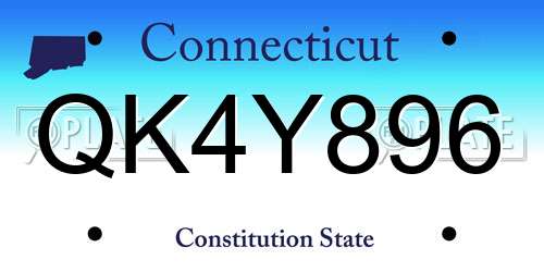 QK4Y896 Connecticut License Plate