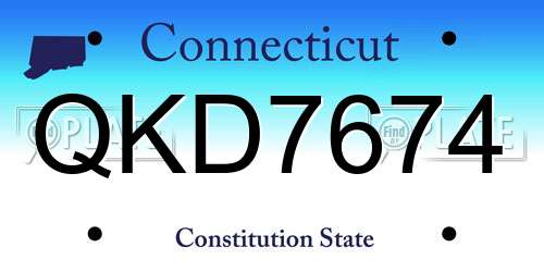 QKD7674 Connecticut License Plate