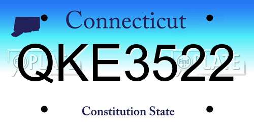 QKE3522 Connecticut License Plate
