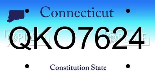 QKO7624 Connecticut License Plate