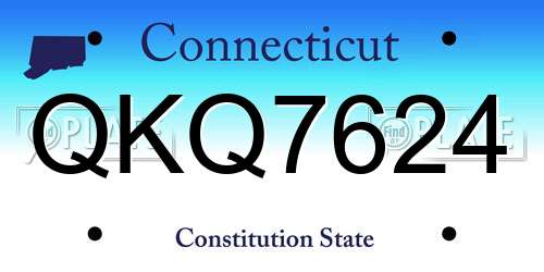 QKQ7624 Connecticut License Plate