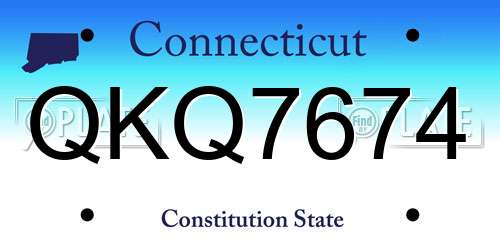 QKQ7674 Connecticut License Plate