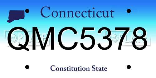 QMC5378 Connecticut License Plate