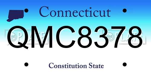 QMC8378 Connecticut License Plate