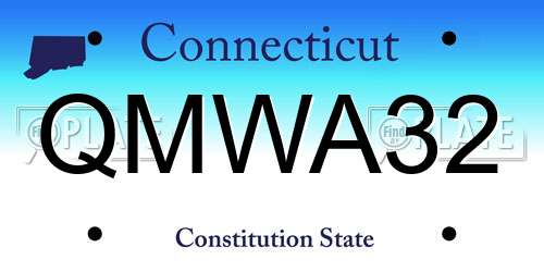 QMWA32 Connecticut License Plate
