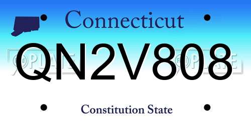 QN2V808 Connecticut License Plate