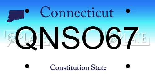 QNSO67 Connecticut License Plate