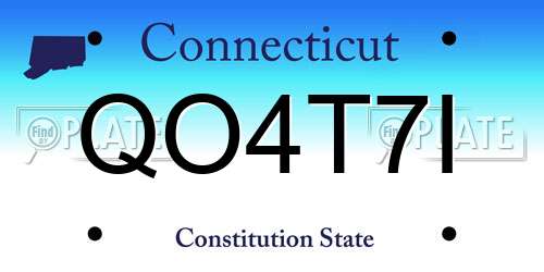 QO4T7I Connecticut License Plate