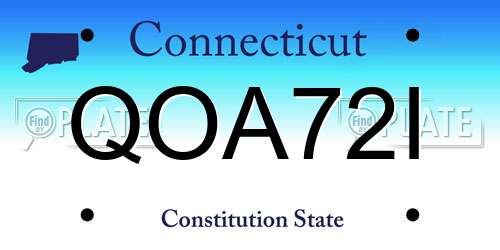 QOA72I Connecticut License Plate