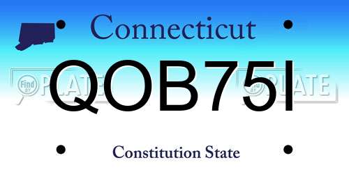 QOB75I Connecticut License Plate