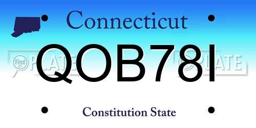 QOB78I Connecticut License Plate