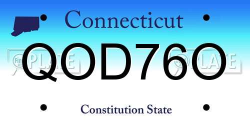 QOD76O Connecticut License Plate