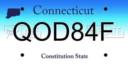 QOD84F Connecticut License Plate