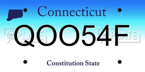 QOO54F Connecticut License Plate