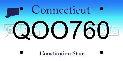 QOO760 Connecticut License Plate