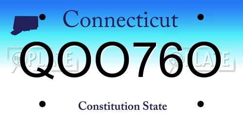QOO76O Connecticut License Plate