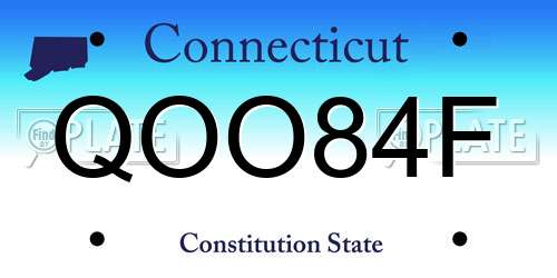 QOO84F Connecticut License Plate