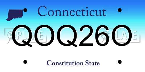 QOQ26O Connecticut License Plate