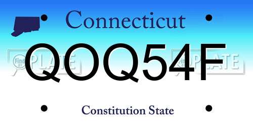 QOQ54F Connecticut License Plate