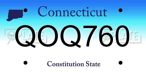 QOQ760 Connecticut License Plate