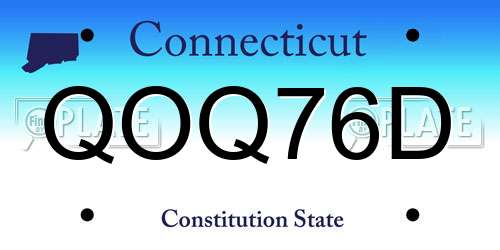 QOQ76D Connecticut License Plate