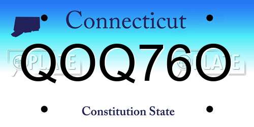QOQ76O Connecticut License Plate