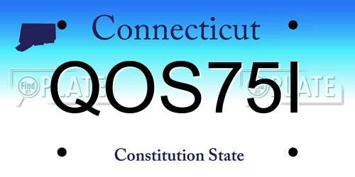 QOS75I Connecticut License Plate