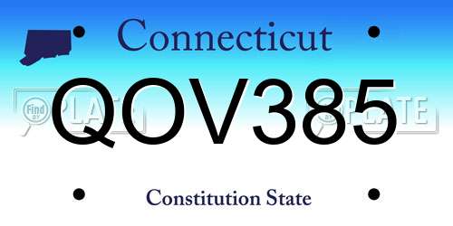 QOV385 Connecticut License Plate