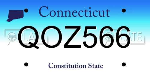 QOZ566 Connecticut License Plate
