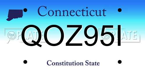 QOZ95I Connecticut License Plate