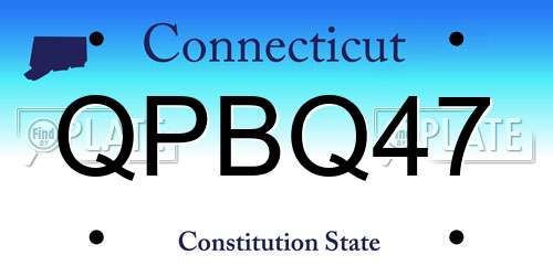 QPBQ47 Connecticut License Plate
