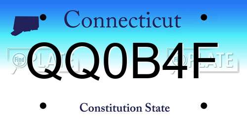 QQ0B4F Connecticut License Plate
