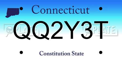 QQ2Y3T Connecticut License Plate