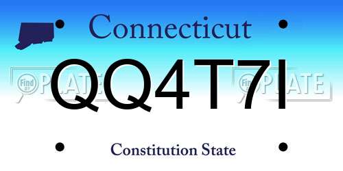 QQ4T7I Connecticut License Plate