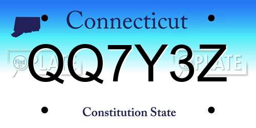 QQ7Y3Z Connecticut License Plate