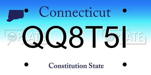 QQ8T5I Connecticut License Plate