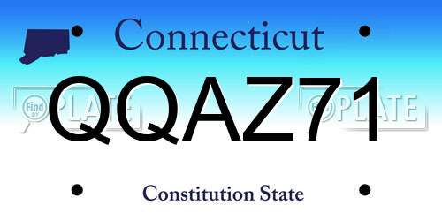 QQAZ71 Connecticut License Plate