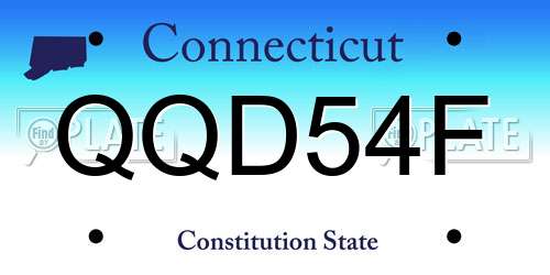 QQD54F Connecticut License Plate