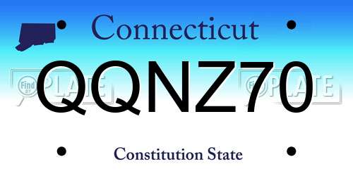 QQNZ70 Connecticut License Plate