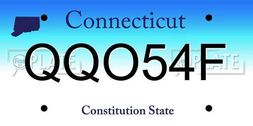 QQO54F Connecticut License Plate