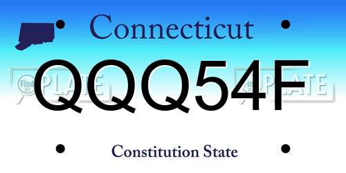 QQQ54F Connecticut License Plate