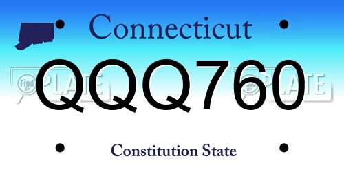 QQQ760 Connecticut License Plate