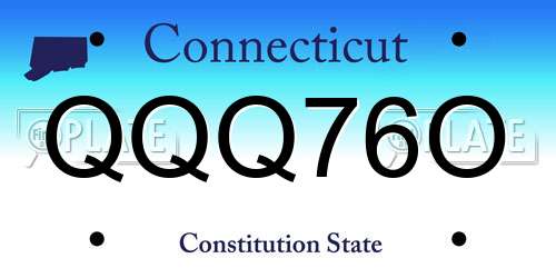 QQQ76O Connecticut License Plate