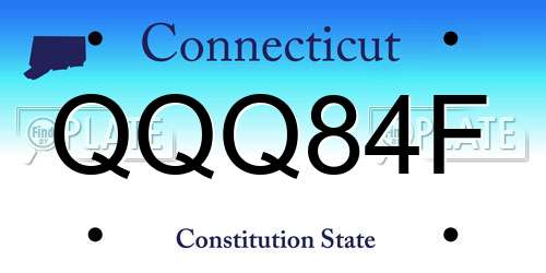 QQQ84F Connecticut License Plate
