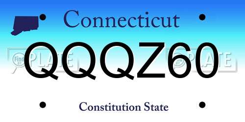 QQQZ60 Connecticut License Plate