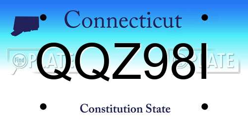 QQZ98I Connecticut License Plate