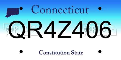QR4Z406 Connecticut License Plate