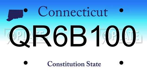 QR6B100 Connecticut License Plate